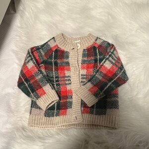 Plaid Knit Kids Cardigan